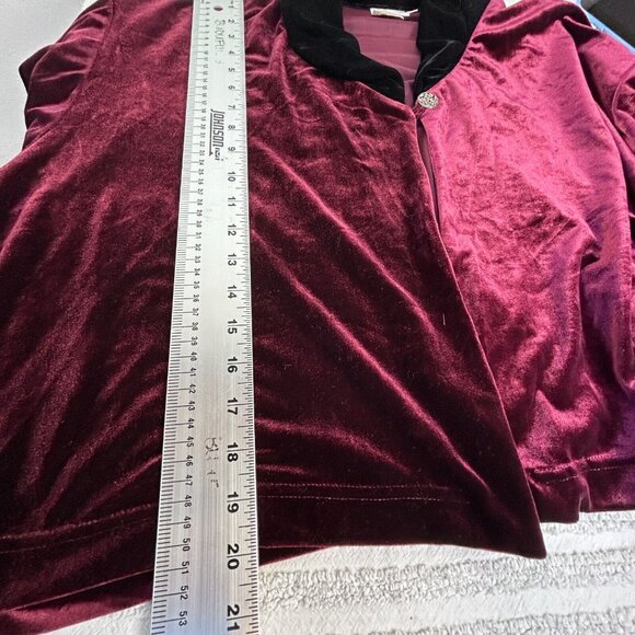 Christine Damen Womens Blazer Jacket Large Burgundy Velvet Long Sleeve Stretch - Picture 7 of 7
